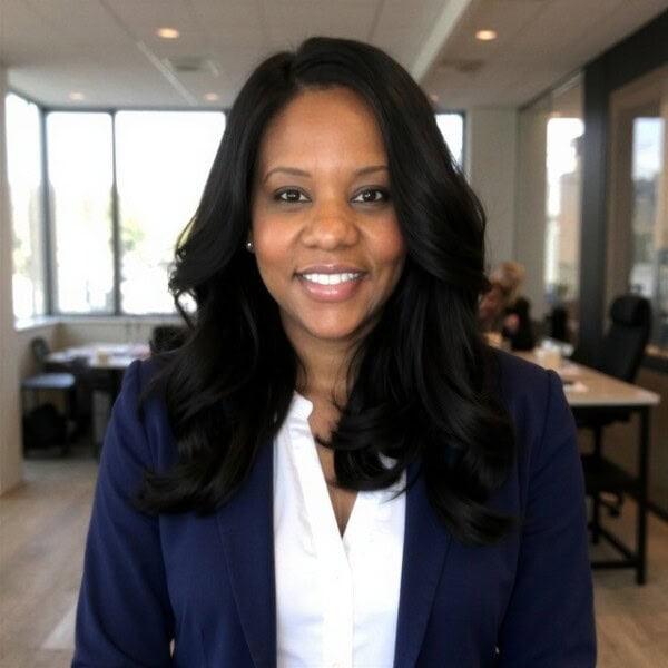 corporate photo (navy + white shirt great smile)